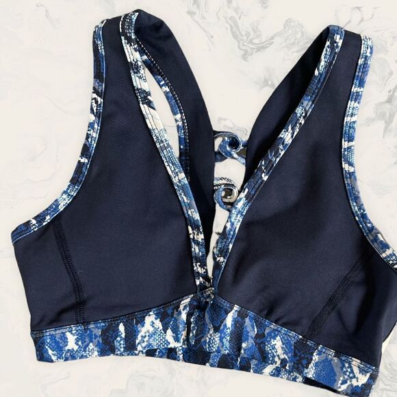 NWT Splendid Women's Striped Printed Snake Ombre Sports Bra - Size XS - Navy Blu - Picture 4 of 7